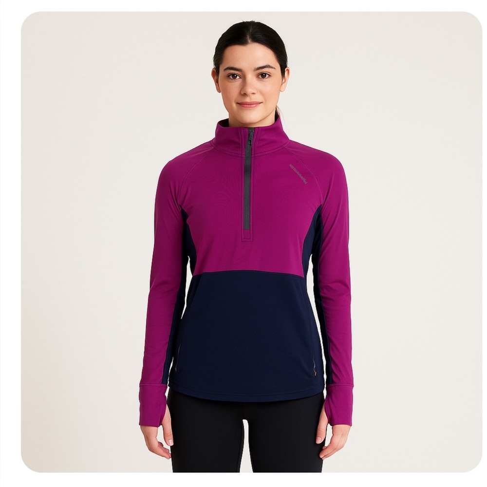 * Brooks Drilayer Colorblock 1/4 Zip Pullover – Purple & Navy, Women’s Medium